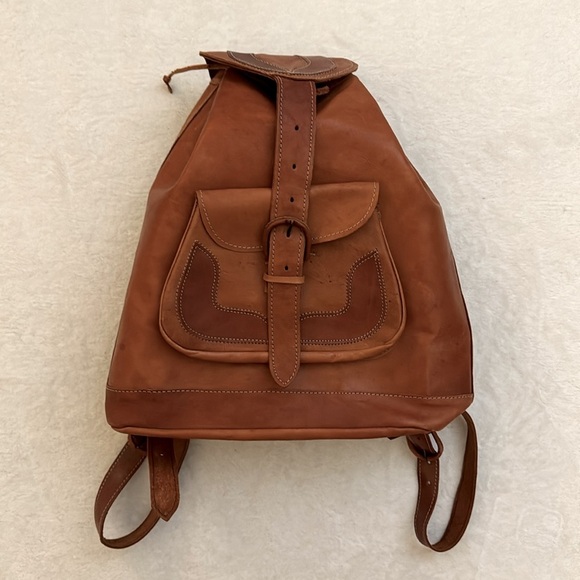 Vintage Handmade Leather Backpack - Picture 1 of 13